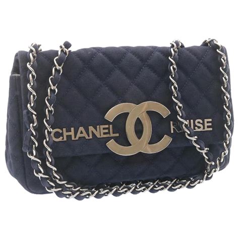 chanel auth cc 5 navy blue red